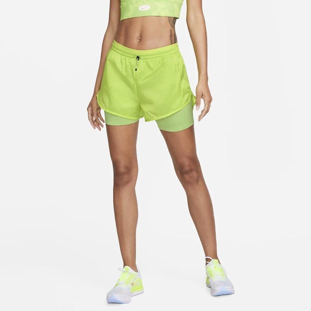 Nike Women's Icon Clash Tempo Luxe Mid-rise Running Shorts Green